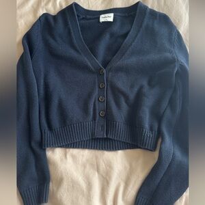 Aritzia Navy V-Neck Sweater